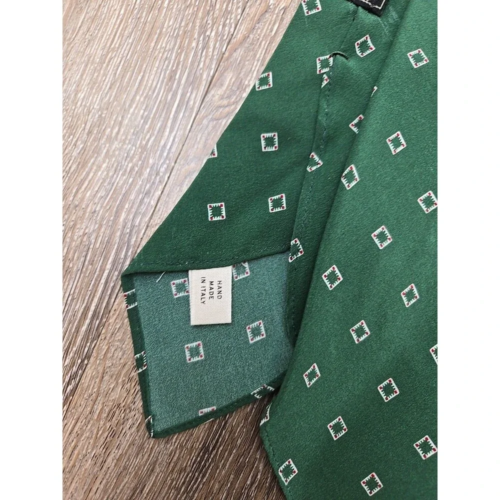 Vintage Ralph Lauren Double RL RRL Polo 100% Silk Green Geometric Tie USA Made